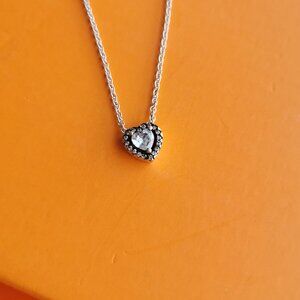 Pandora Elevated Heart Zirconia Necklace #398425C01 Silver